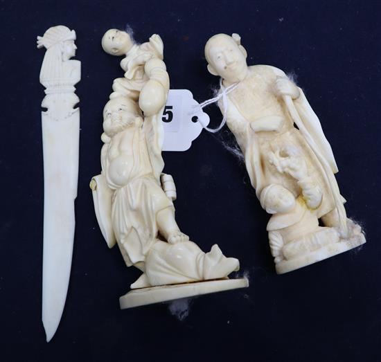 Two Japanese ivory okimono